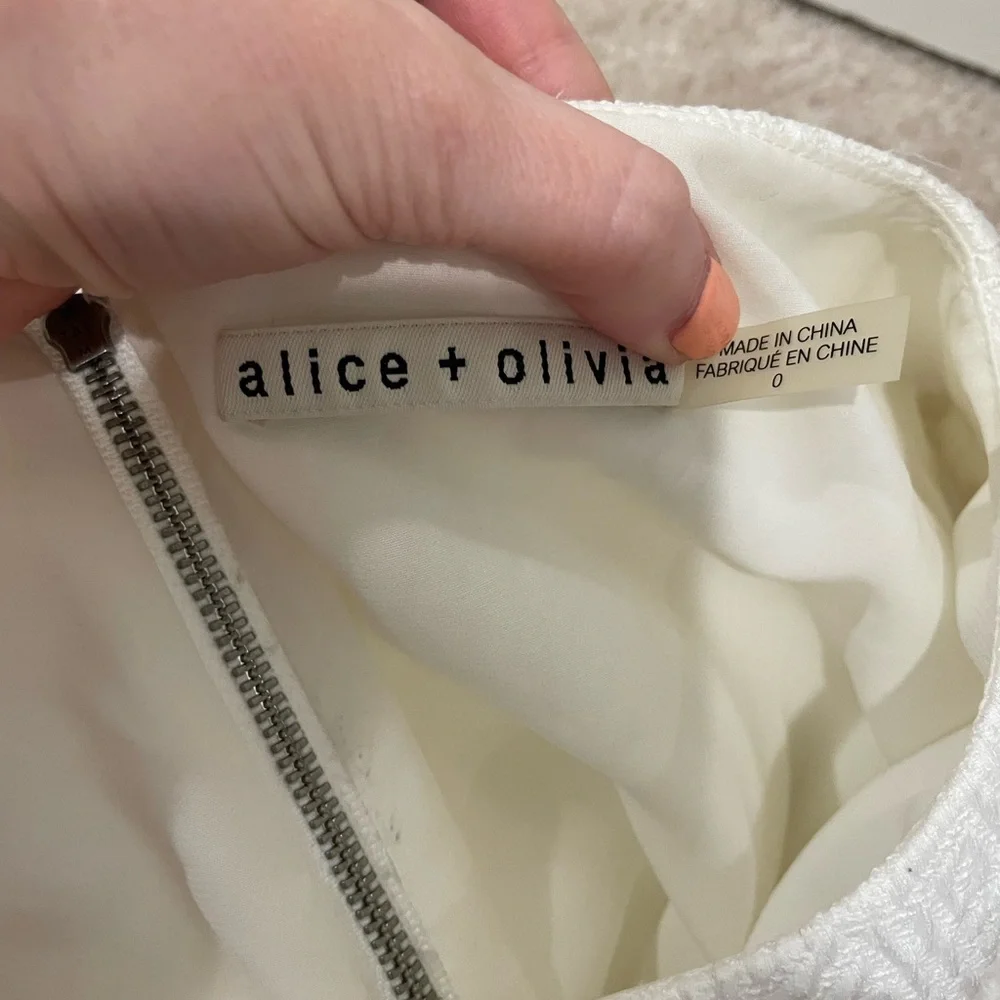 Alice + Olivia Dropped Waist Mini Dress with Jacquard Print Size 0 - Picture 2 of 7